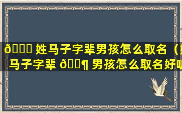 🐋 姓马子字辈男孩怎么取名（姓马子字辈 🐶 男孩怎么取名好听）